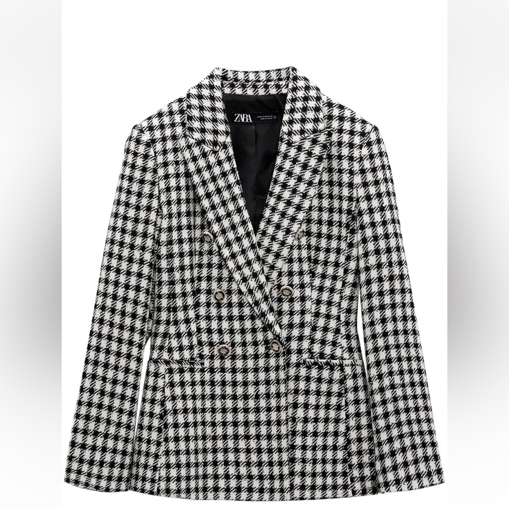 ZARA NWT Plaid Double Breasted Blazer XS